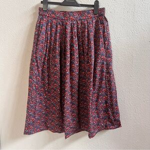 J. Crew Red Floral A-Line Skirt